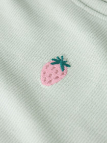 NAME IT T-shirt Vivemma Pale Aqua Strawberries Embroidery
